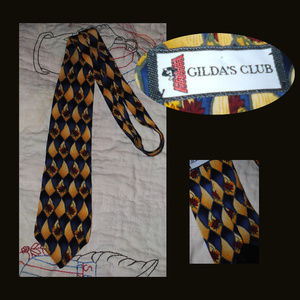 GILDA'S CLUB 100% Silk Diamond Floral Pattern Tie